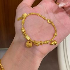 古法の黄金色の小さい太った福の小さい瓢箪は腕輪のトランポリンの手の串を巻いてデザインします。