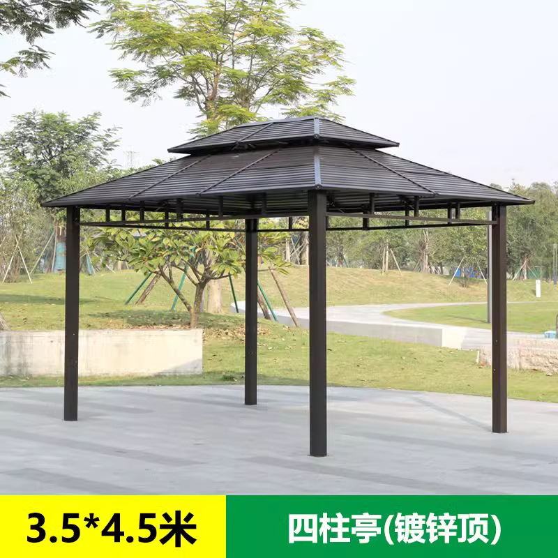 pabellón al aire libre techo galvanizado pabellón de cuatro pilares patio jardín terraza ocio sombrilla gran cobertizo