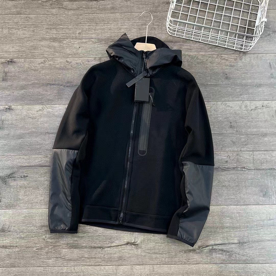 Other Hooded Jacket Two-Color Zipper Black