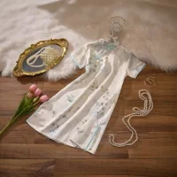 Детские Cheongsam 2025 Летняя тонкая женская детская юбка платье платье принцессы в китайском стиле