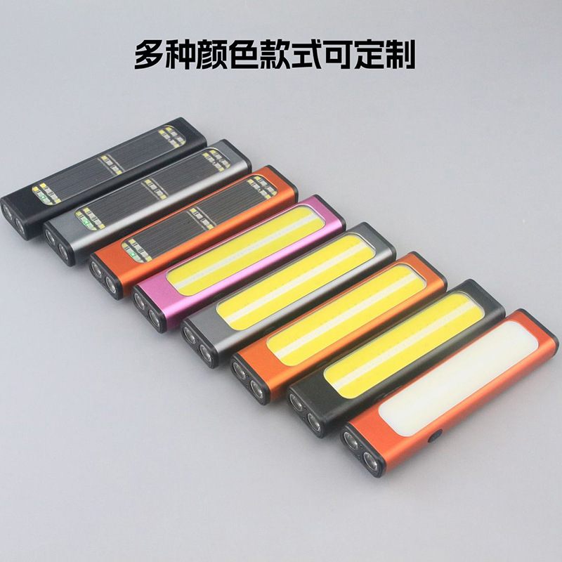 Nueva luz de trabajo, linterna COB, hebilla colgante de succión magnética, iluminación de luz doble, cuerpo de aleación de aluminio, luz roja y azul aerodinámica