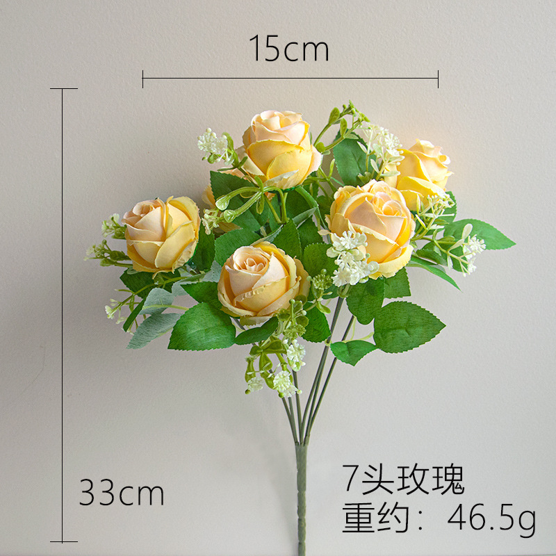 7-cabeza artificial multi-cabeza Rosa ramo boda decoración de la boda flor artificial fotografía diseño apoyos flor falsa