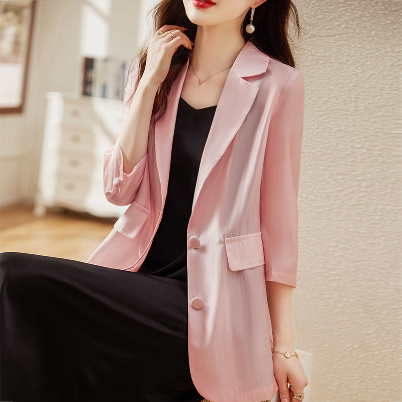 Tencel thin suit jacket women's loose summer new elegant western style casual small suit women's sun protection top