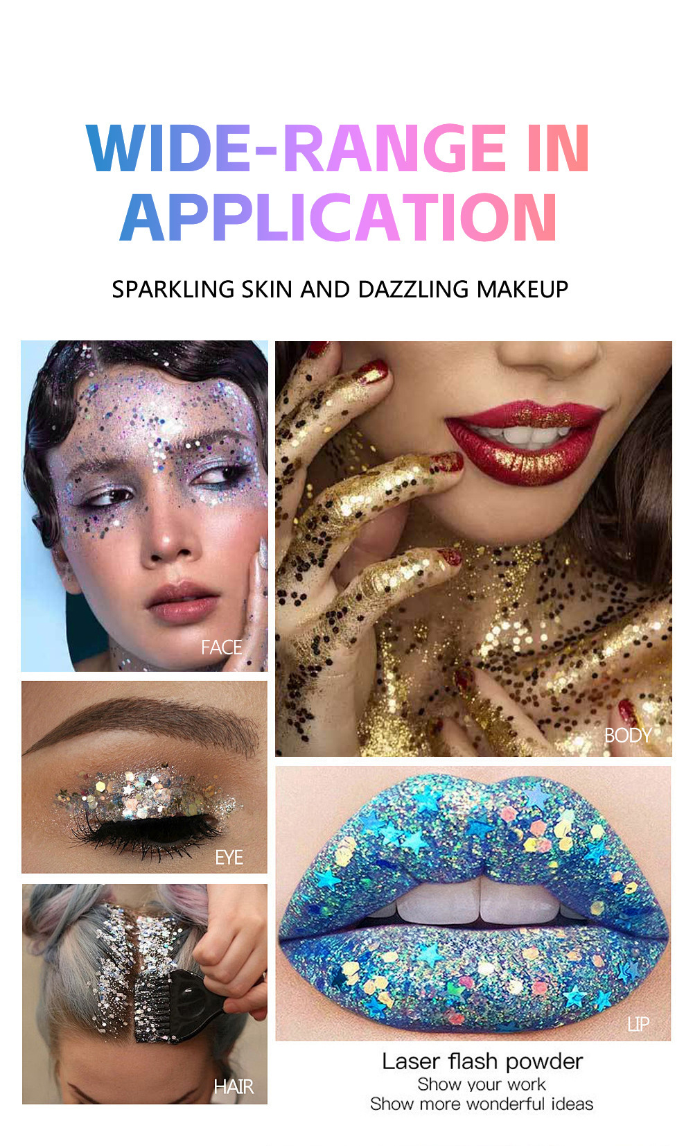 Fit Colors 6-color body painting, sequined stick face, lip star glitter eyeshadow, festival stage makeup Item Picture