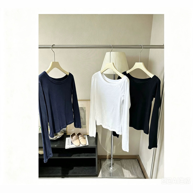Aesthetics without substitutes! Thin, soft, skin-friendly, off-shoulder, long-sleeved early autumn T-shirt 26 new early autumn model Aesthetics without substitutes! Thin, soft, skin-friendly, off-shoulder, long-sleeved early autumn T-shirt 26 new early autumn model
