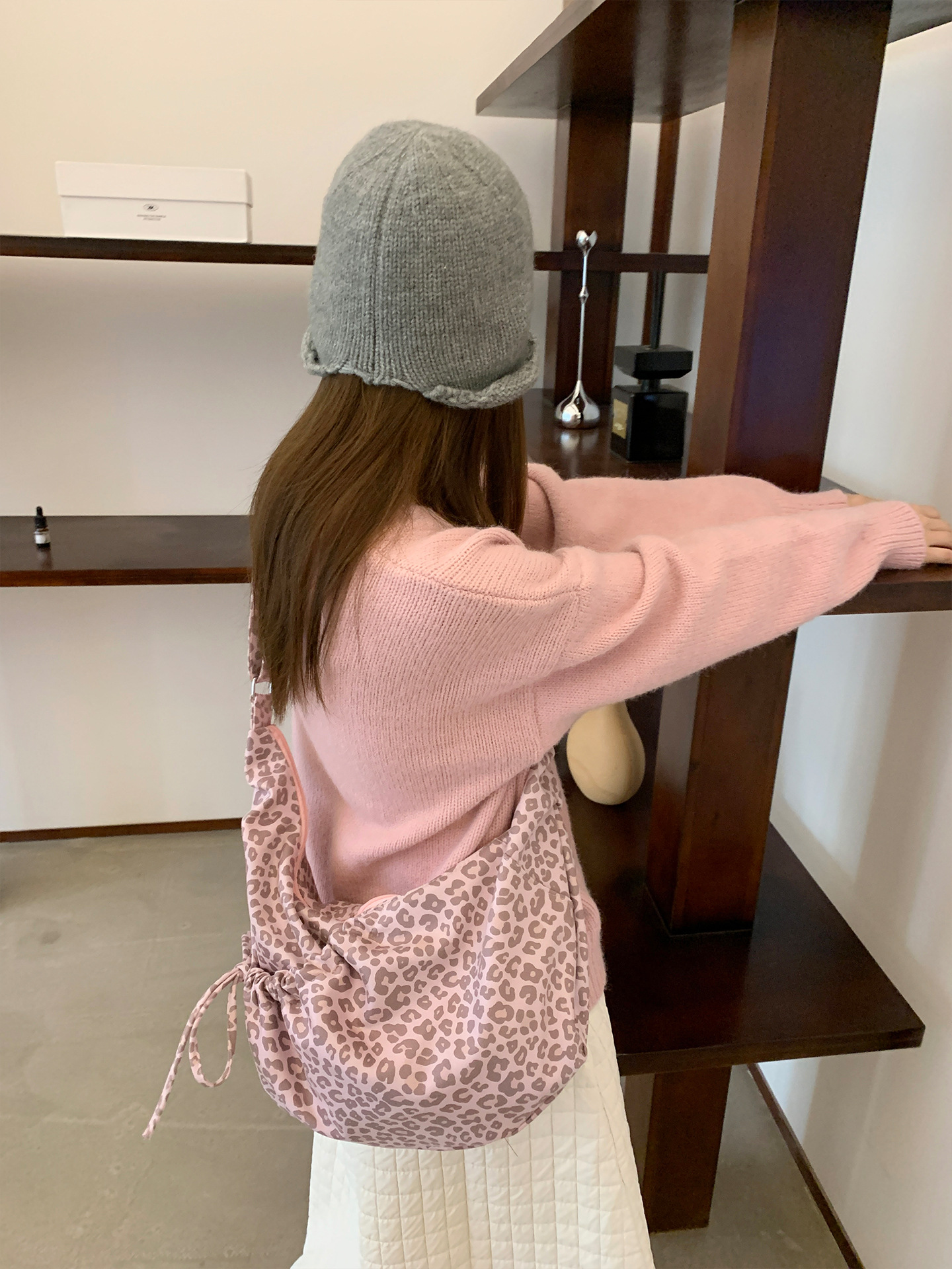 Korean Style Leopard Print Pleated Crossbody Bag For Women - New Autumn/Winter Versatile Hobo Tote Bag, Fashionable Commuter Underarm Bag - Thumbnail 6