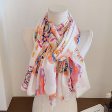 夏季民族风璀璨烫金棉麻围巾女轻薄款旅游度假防晒沙滩巾气质披肩