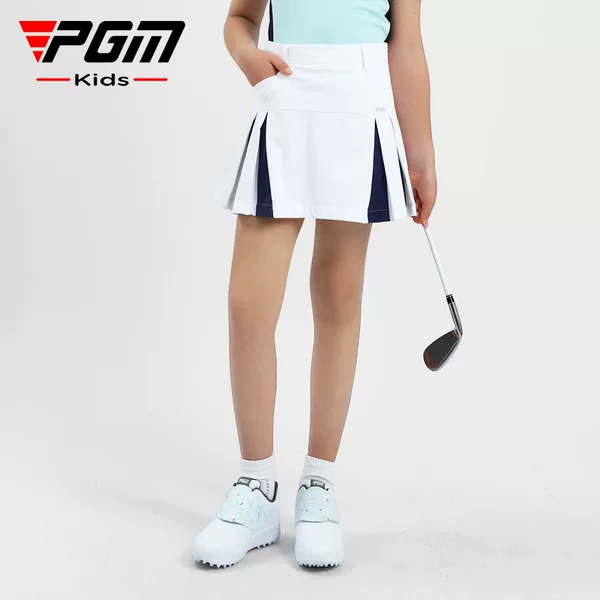 Pgm Golf Girls Skirt 2023 Summer New Sports Skirt Women's A-Line Skirt Anti-Light Elastic Waistband