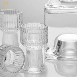 条纹白酒杯家用烈酒杯创意白酒杯高脚白酒杯套装礼品酒杯玻璃酒杯