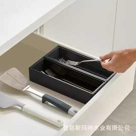 简约木质收纳盒多用途厨房抽屉收纳盒家用勺子叉子分格盒