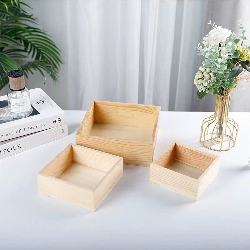 Modern Minimalist Wooden Desktop Storage Box Wedding Favors Candy Box Wooden Box Coverless Storage Organizing Box