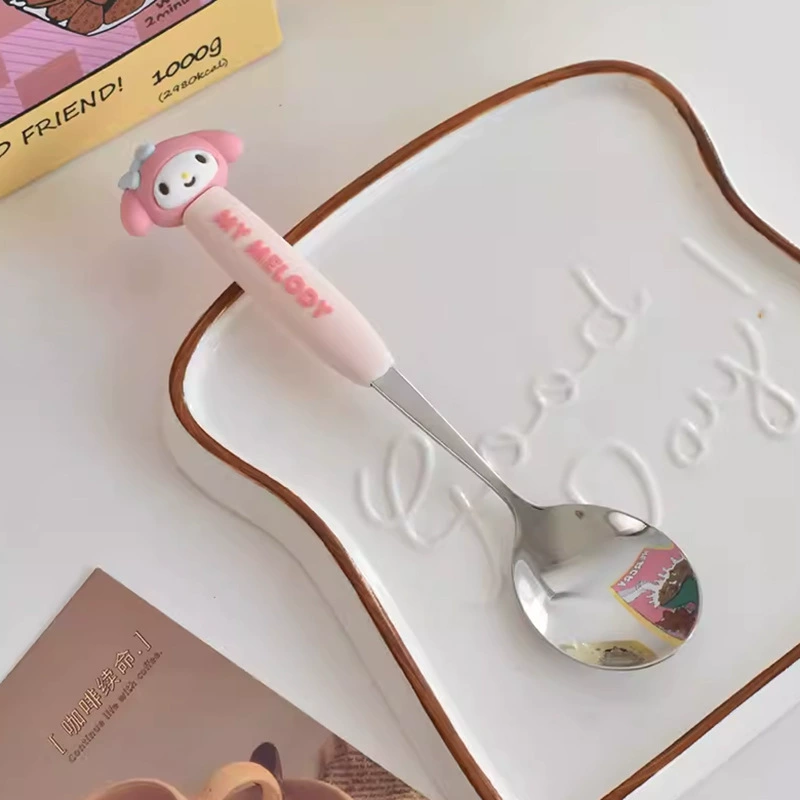 Sanrio, Hello Kitty, подлинные креативные столовые приборы, ложка нержавеющая сталь, вилка, детальный набор, нержавеющая сталь AISI 304