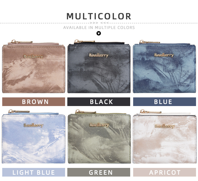 Geldbörse: Neue, kurze Geldbörse für Damen im Tintenmalerei-Stil, Münzfach für mehrere Karten, durchgehendes Geldscheinfach und Seitentaschen mit Reißverschluss für Münzen und Ringe._voghion.com