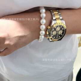9-10mm天然淡水珍珠手串正圆强光微瑕弹力绳佩戴日常简约大气