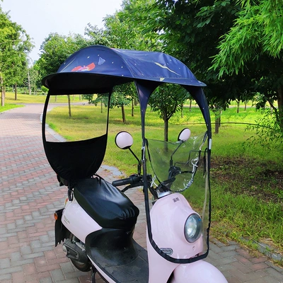 Elektromobil üçün ön şüşə çətiri (günlük) — electric vehicle sunshade, electric bicycle - large-dome-starry-sky-girl-four-seasons-model-car-options-with-rearview-mirrors