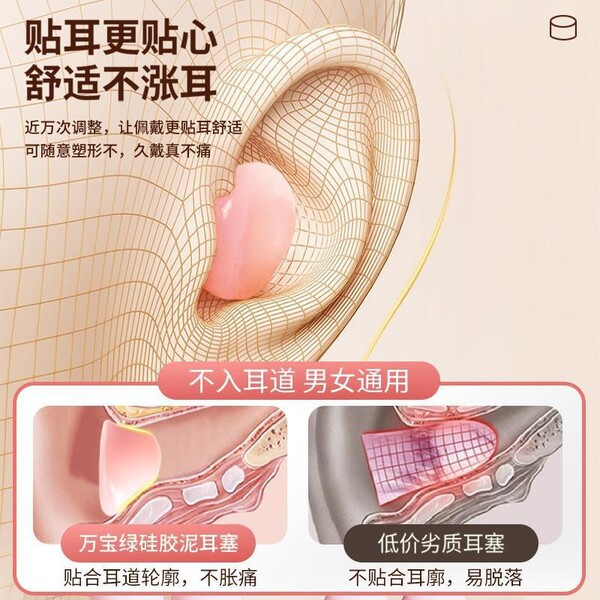 Silicone earplugs for learning to sleep silently