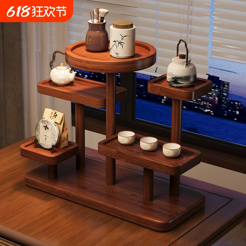 Настольная стойка для хранения, стеллаж для чая, чайный сервиз, стеллаж для чашек, новый китайский стиль, древняя стойка, стеллаж для демонстрации фиолетового песочного горшка