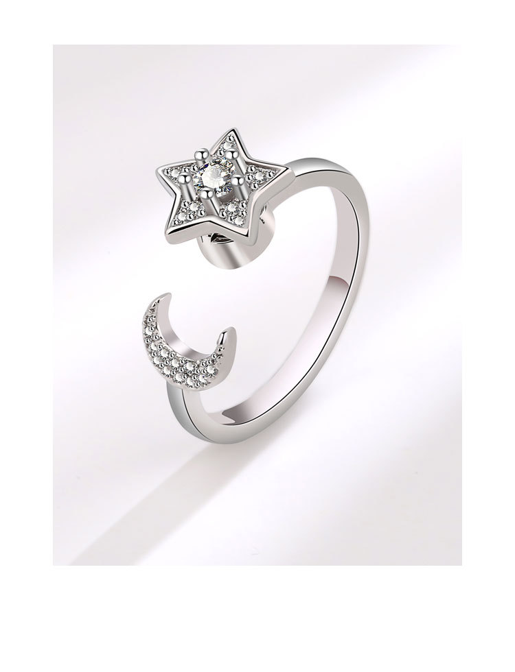 Simple Style Star Copper Inlay Zircon Rings 1 Piece