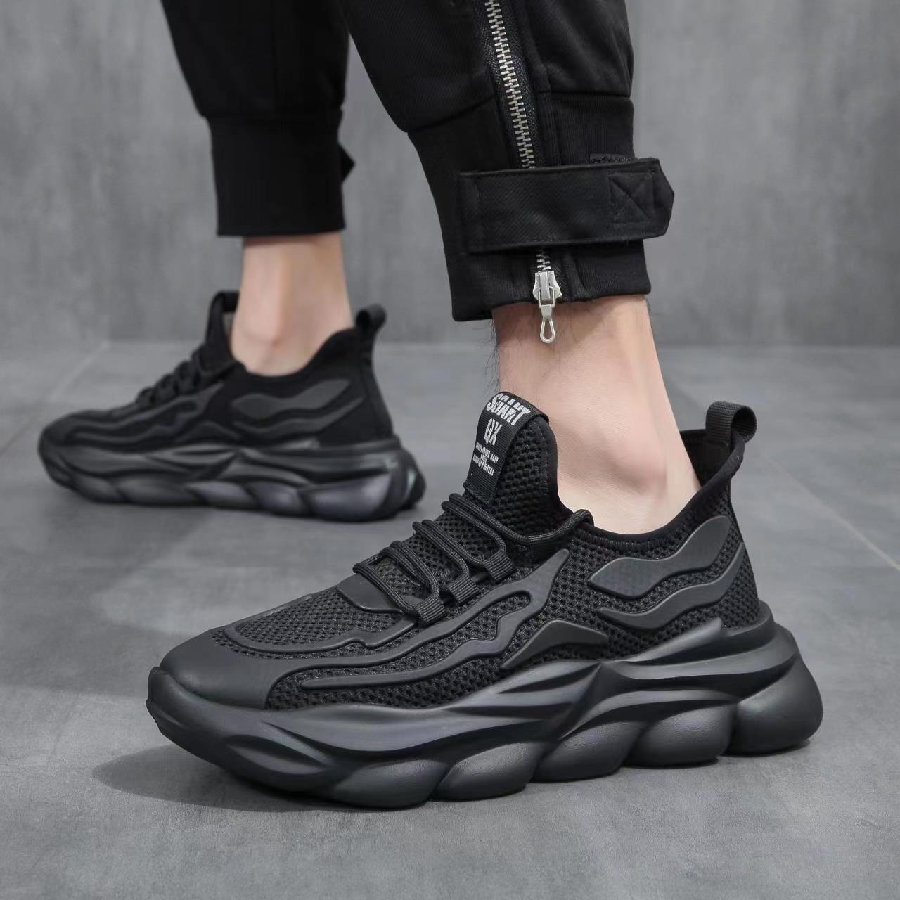 남성 여름 멋진 운동화, 통기성 메쉬 소재, 트렌디하고 다용도, 미끄럼 방지 두꺼운 밑창 키높이 신발