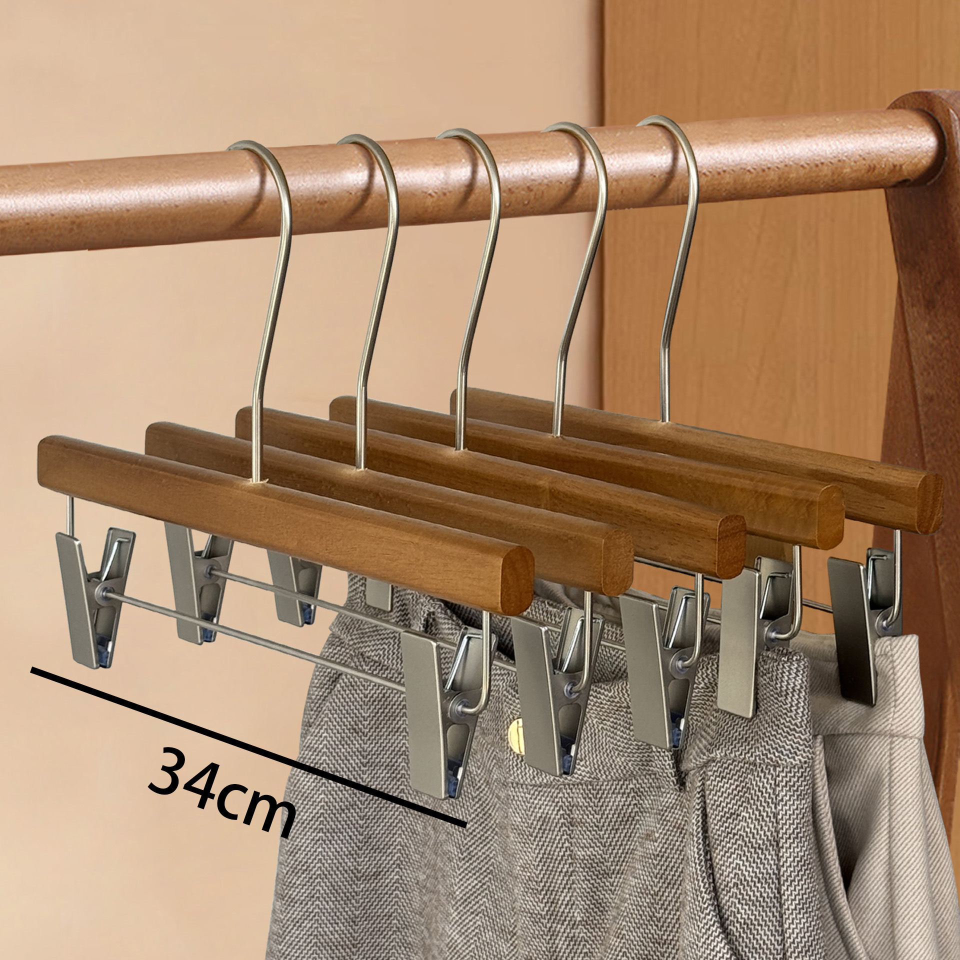 Pantalones de madera sólida percha de pantalones de madera percha de pantalones de madera percha de pantalones de ropa antideslizante sin marcas fuerte tienda de ropa