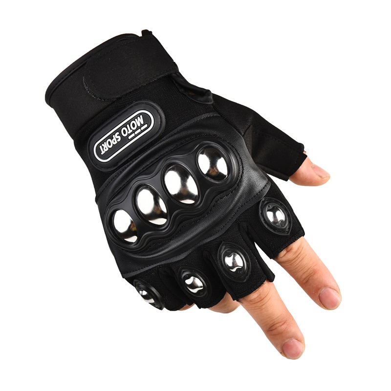 스틸 쉘 하프 핑거 블랙