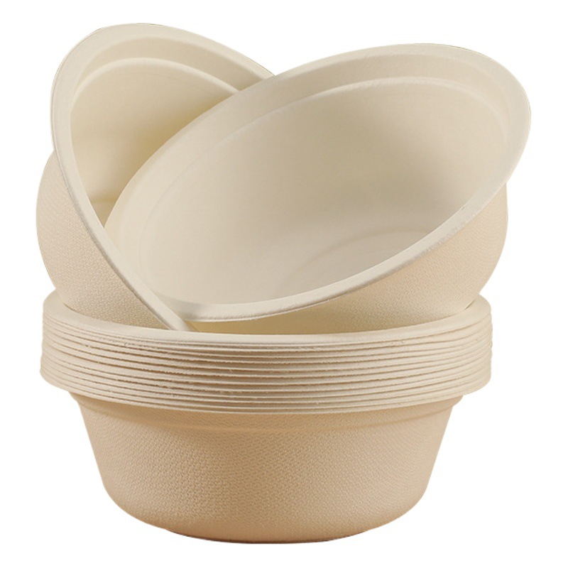 Tazón de papel desechable espesado protección del medio ambiente redondo embalaje sopa tazón alimentos grado hogar al aire libre barbacoa tazón