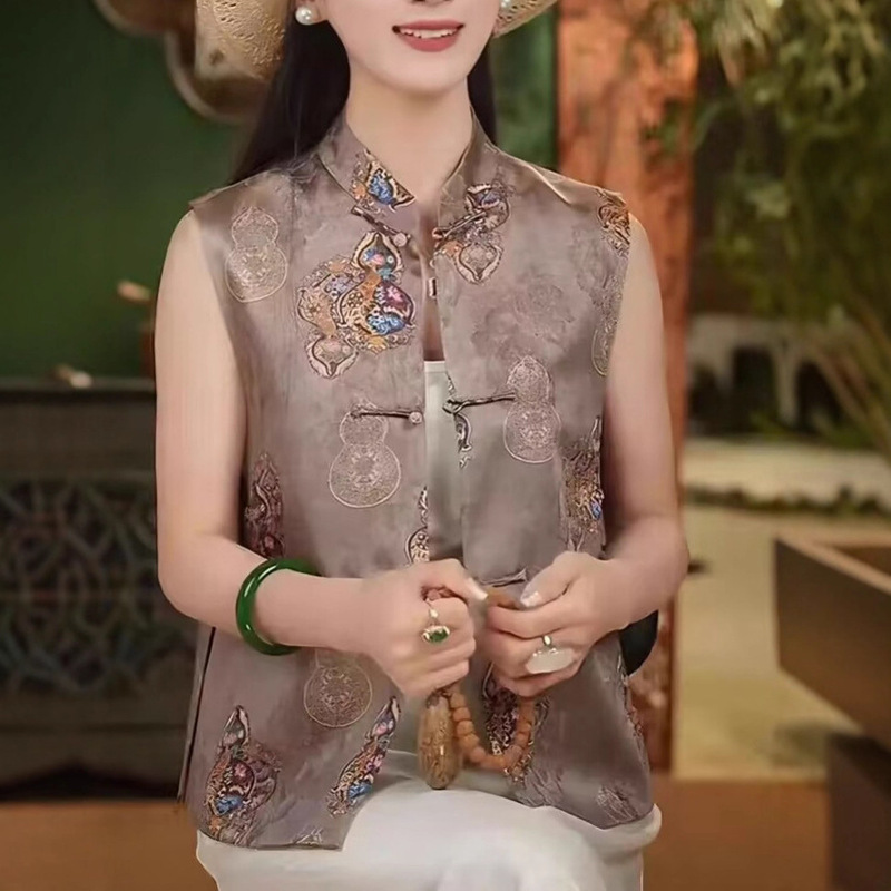 新中式双面穿马甲女批发秋季立领国风背心气质坎肩轻奢贵气马夹女|undefined