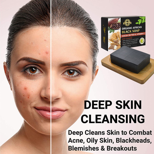 Cross-border African Black Soap Vitamin E Essential Oil Soap Cleansing and Shrinking Pores Bath Handmade Soap Wholesale Handmade Soap
