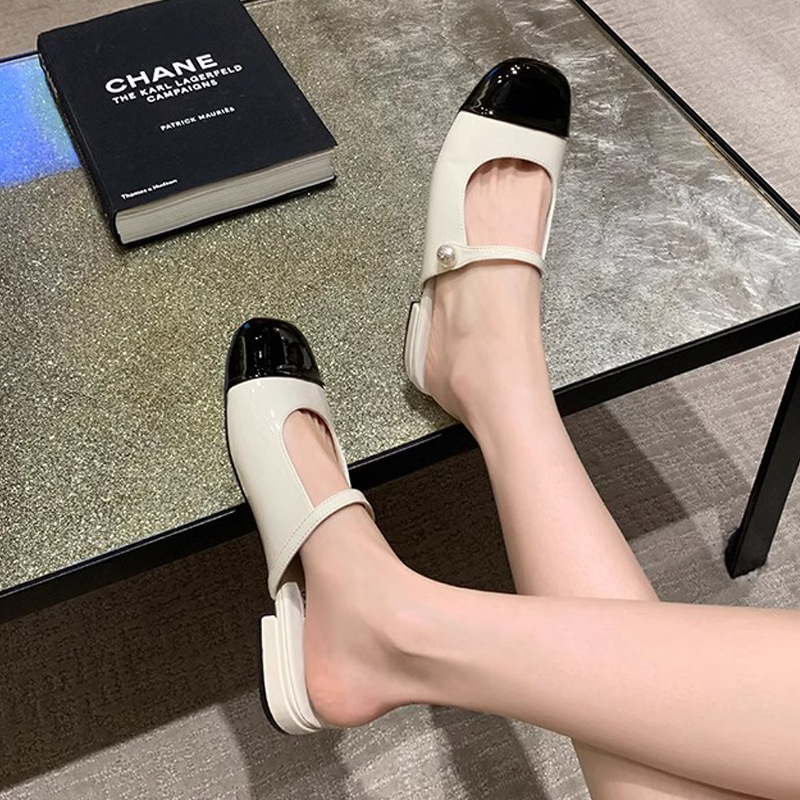 Uva mamá verano nuevo color a juego, cabeza redonda cuadrada, perlas, boca poco profunda, todo fósforo, Mary Jane medio arrastre, ropa de verano femenina