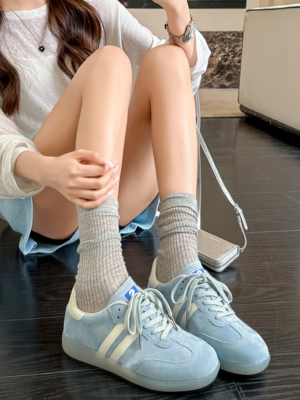 Macaron-Colored Genuine Leather German Training Shoes for Women, 2026 New Model, Thick-Soled, Height-Increasing Casual Retro Breathable Sneakers
