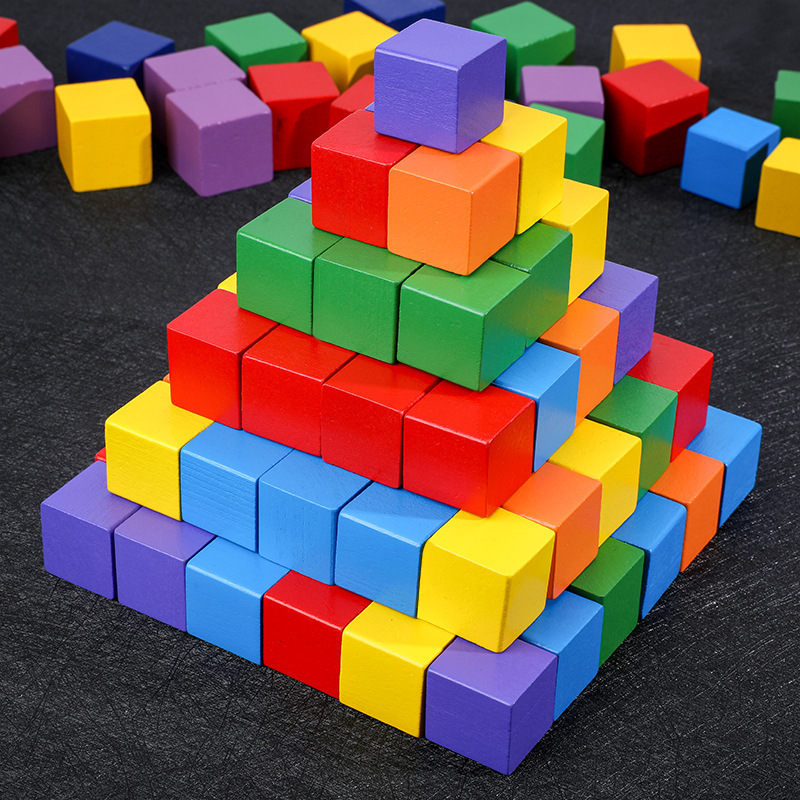Cube Building Blocks Math Teaching Aids Cube Square Building Blocks Pupils Small Blocks Toys Wood Blocks Square