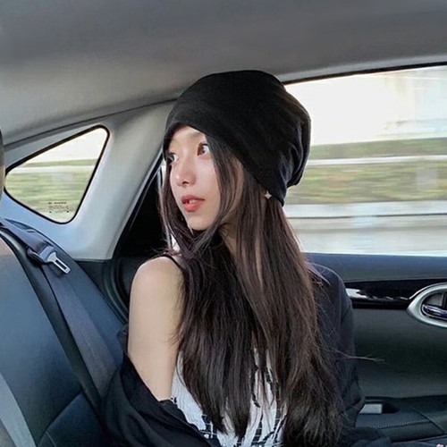 Japanese niche folds pile hats for women solid color versatile cold hats Internet celebrity couples without makeup toys Korean style pullover hat