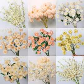 10枝装香槟色系仿真花材婚庆绢花花排插花舞台装饰花艺婚礼堂假花