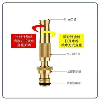 High pressure car wash water gun — Car wash high pressure water gun - pre-pressed-copper-spray-gun-metal-quick-connect-universal-joint-compression-copper-spray-gun-excluding-joints-and-water-pipes
