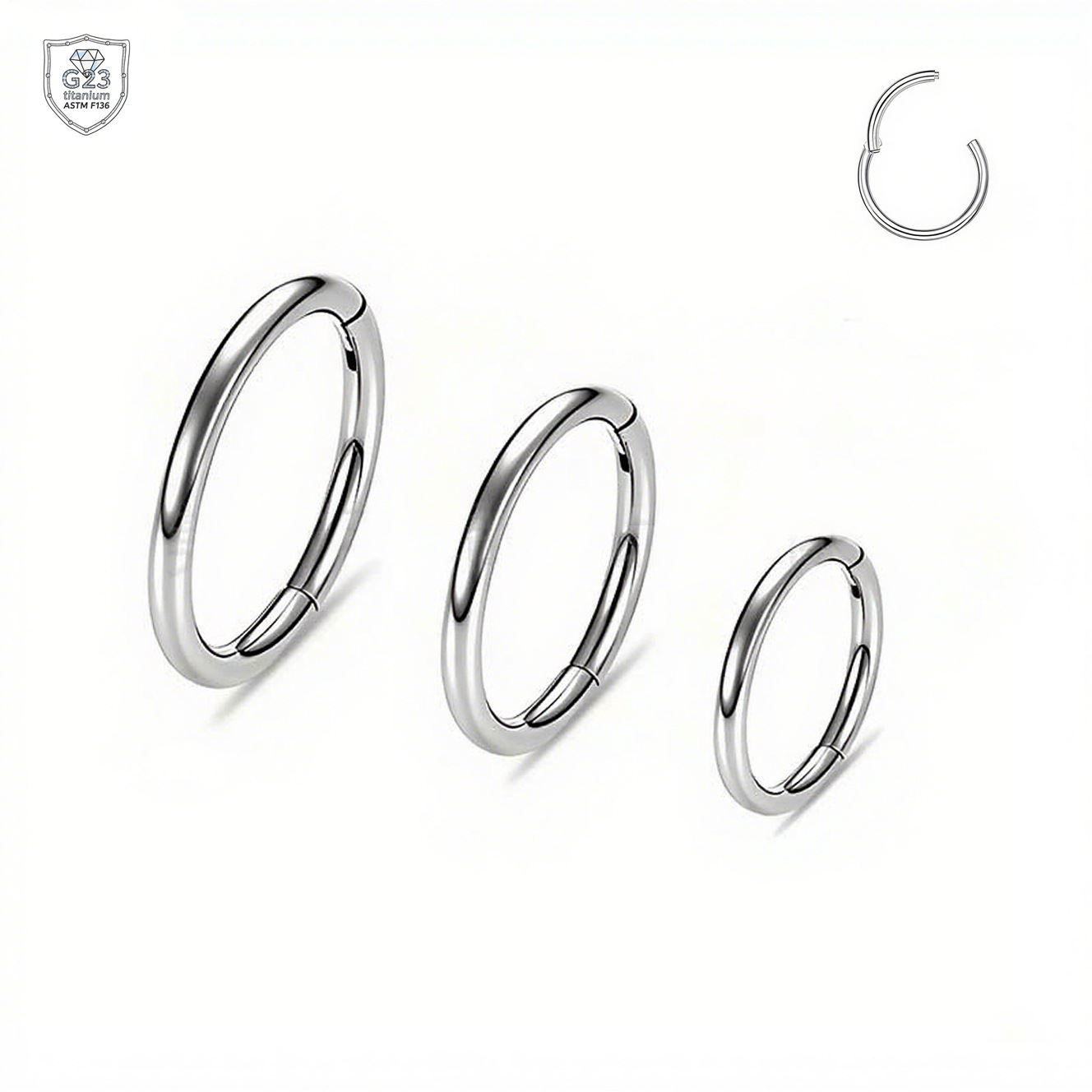 F136钛合金开口鼻环无缝素圈乳环多功能接口唇环简约耳环圈软骨环