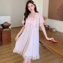 T 2024年夏季新款仙女风系列牛奶丝网纱带胸垫粉色柔软舒适睡衣裙