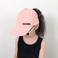 儿童韩国ins可扎马尾棒球帽子夏遮阳防晒鸭舌帽半空顶运动帽亲子