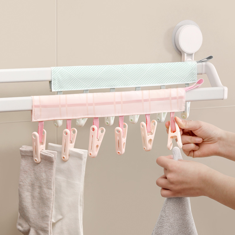 Travel Folding Clothes Hanger Portable Travel Business Trip Fabric Hanger Hotel Clothespin Socks Hanging Underwear Clip