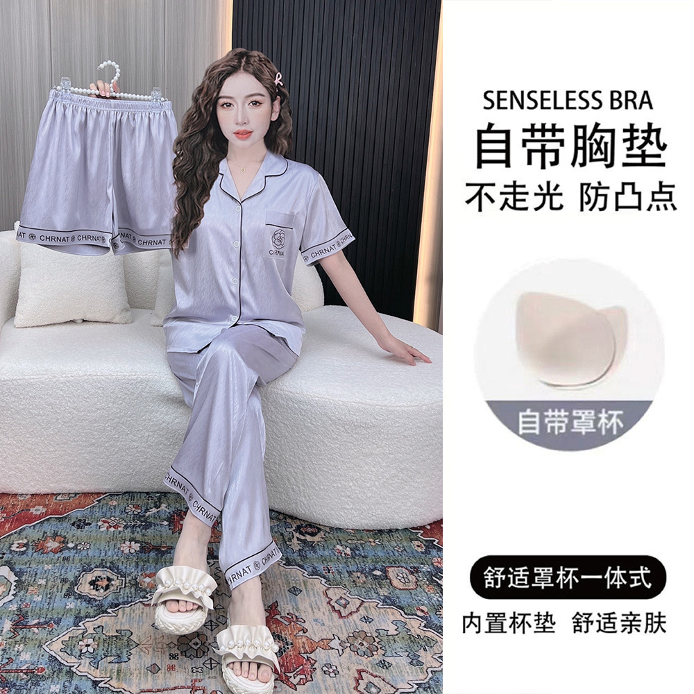 [가슴 패드 포함] 25946#보라색 3종 세트