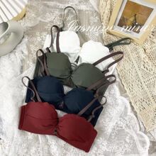 无钢圈内衣女无痕美背小平胸聚拢可拆卸肩带收副乳复古文胸套装