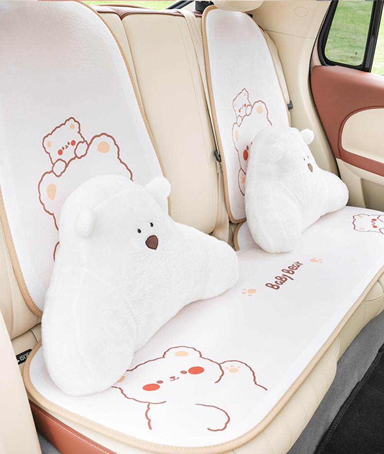 Car Headrest Neck Pillow Plush Cartoon Bear Car Headrest Waist Pad Creative Cute Car Interior Supplies
