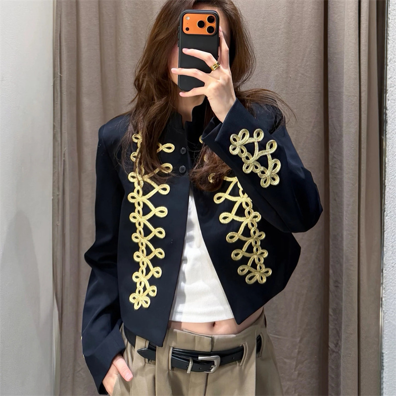 Foreign Trade Cross-Border 2026 ZR European and American Style Fashion Trend Long-Sleeve Napoleon Short Blazer 1255706 Foreign Trade Cross-Border 2026 ZR European and American Style Fashion Trend Long-Sleeve Napoleon Short Blazer 1255706