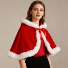 亚马逊欧美圣诞披风圣诞斗篷套装圣诞老人节日服装女披肩代发