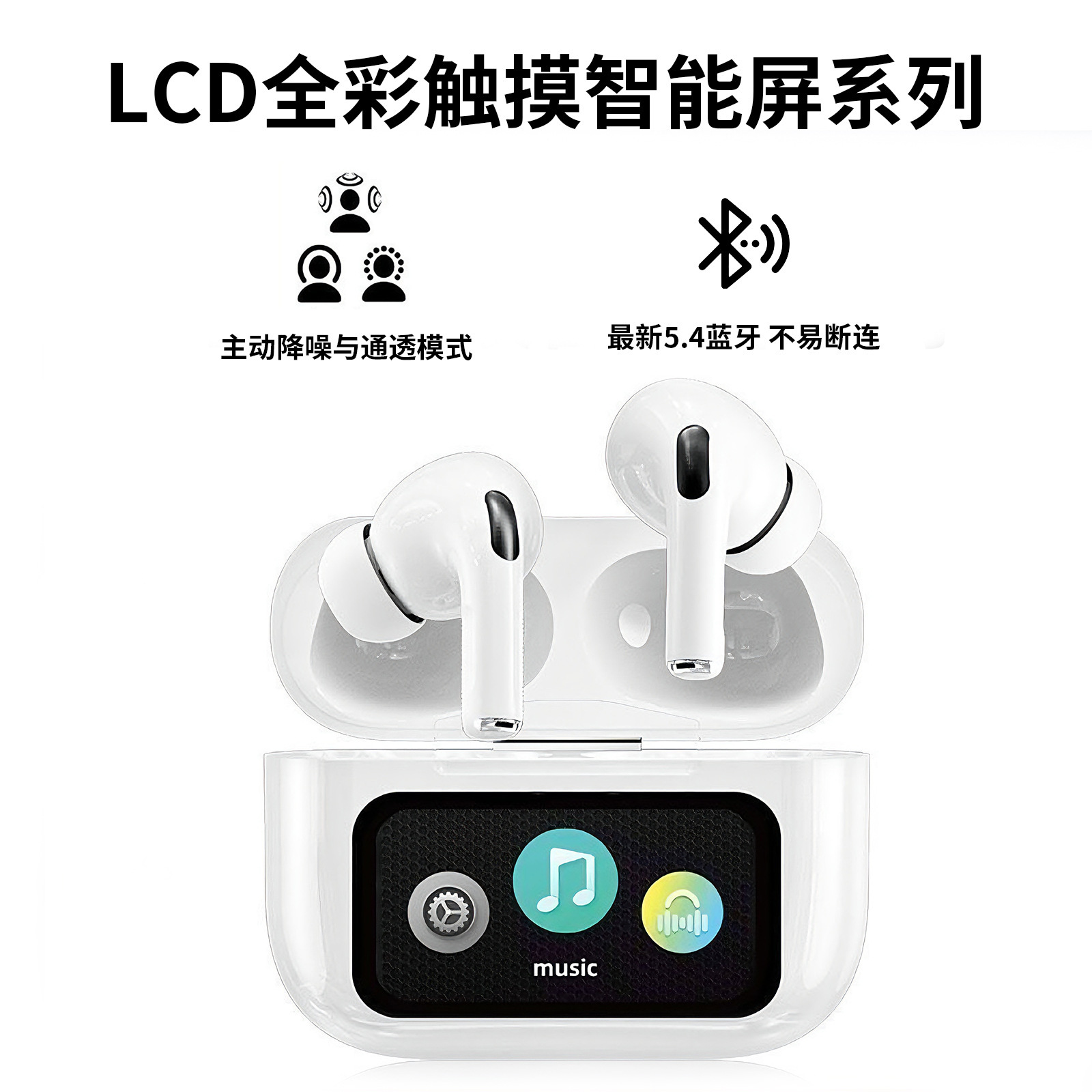 Nuevos auriculares Bluetooth transfronterizos Huaqiang Bei A9pro deportivo inalámbrico pantalla inteligente en color ANC reducción de ruido larga duración