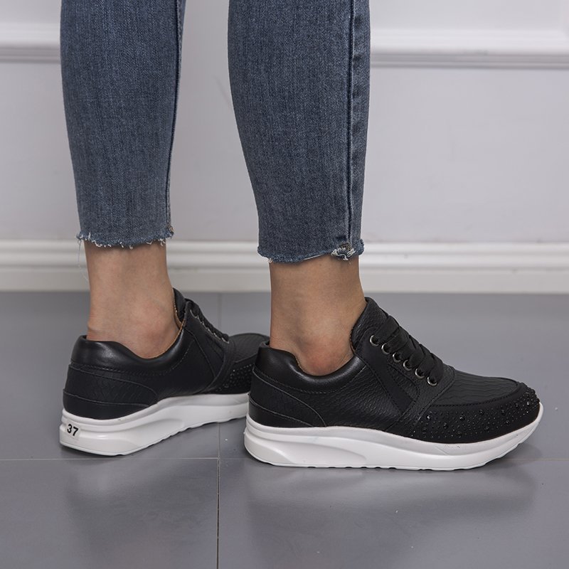 Women's Casual Running Shoes Low-cut Flat Solid Colour Trainers_voghion.com