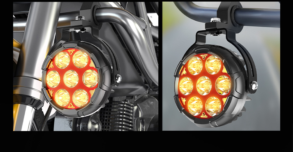 Motorcycle Seven-Bead Spotlight with Quick-Release Cable, Daytime Running Light, Horn, Flashing Led for Motorcycles and Electric Vehicles, Cross-Border Export