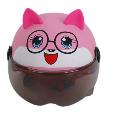 Cross-Border Use of Electric Vehicle Helmets for Boys and Girls, Suitable for All Seasons, Half Helmet for Motorcycles and Electric Bikes, Windproof Design (Motosiklet kaskı (dəbilqə)) - wind-cap-pink-kitten-with-transparent-mirror