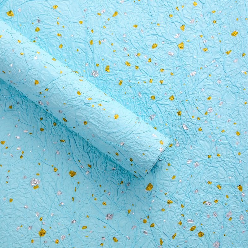 Papel de piedra de papel de papel de oro de plata de textura hecha a mano Papel plegado de textura ramo de flores de papel de embalaje Flores materiales de flor