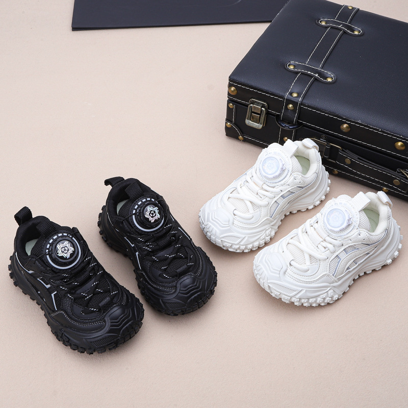 Children's Sports Shoes 2025 Autum New Men's Low-Cut Button Tire Shoes Girls' Fashionable and Versatile Casual Dad Shoes