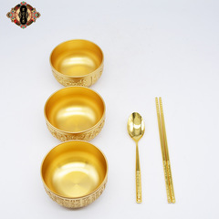 宏達 黃銅百福碗 龍鳳碗中式碗筷餐具銅碗擺件